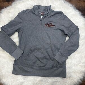 Harley Davidson Motorcycles Gray Quarter Zip Pullover Sweatshirt sized Medium